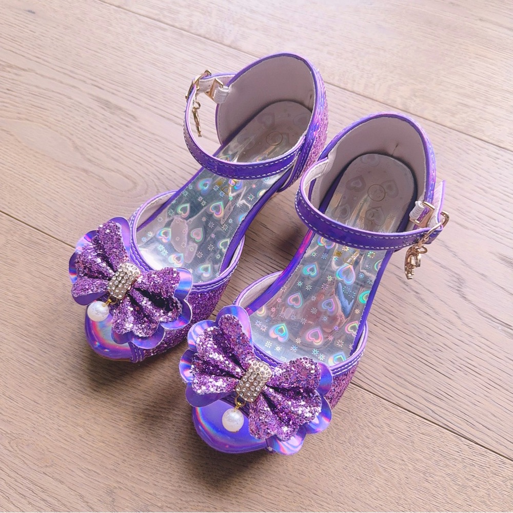 💜 Sparkly Purple Bow Princess Shoes